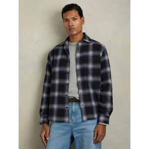 REISS CROSBY Check Patch Pocket Overshirt With Wool